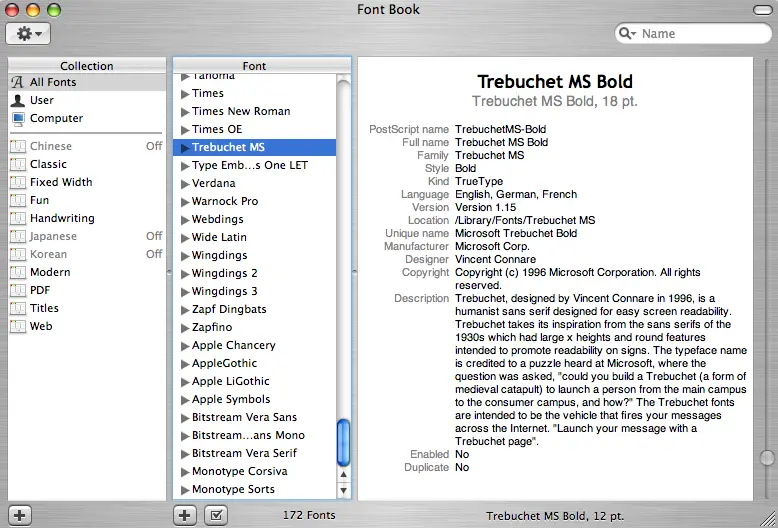 what is font book mac