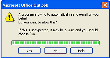Warning that other program is attempting to send an email